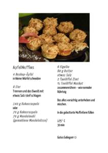 ApfelMuffins 	
   4 Boskop-Äpfel in kleine Würfel schneiden 6 Eier