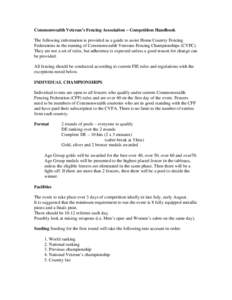 Commonwealth Veteran’s Fencing Association – Competition Handbook