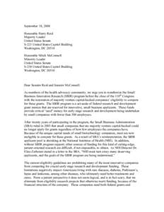 SBIR VC Sign on letter - senate leadership