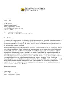 March 7, 2014 Mr. Paul Berks Deputy General Counsel Illinois Department of Revenue 100 West Randolph Street, 7th Floor Chicago IL 60601