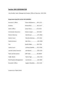 Section 504 COORDINATOR Letty Bonilla, Senior Management Analyst, Office of Diversity—[removed]Department-Specific Section 504 LIAISONS: Assessors’s Office: