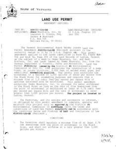 LAND USE PERMIT AMENDMENT (REVISED) CASE NO: 2S0351-12A-EB APPLICANT: .Okemo Mountain, Inc. by Lawrence G. Slason, Esq.