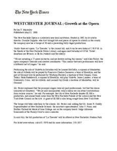    WESTCHESTER JOURNAL; Growth at the Opera