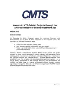 Status of Awards to MTS-Related Projects through the American Recovery and Reinvestment Act (ARRA)