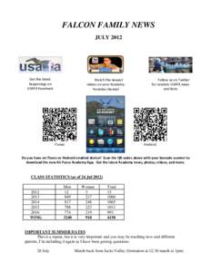 FALCON FAMILY NEWS JULY 2012 Get the latest happenings on USAFA Facebook