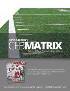 DAVE BARTOO’S  CFBMATRIX Setting College Football’s Expectations