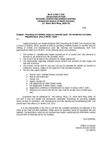 No[removed]GSS Government of India NATIONAL CENTRE FOR DISEASE CONTROL (Directorate General of Health Services) 22- Sham Nath Marg, Delhi-54 Date