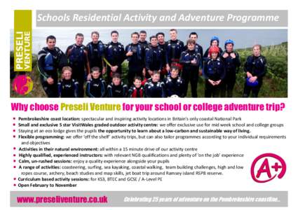 schools residential adventure programme