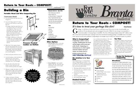 Return to Your Roots – COMPOST! continued Building a Bin  Materials (Total Cost - about $50):