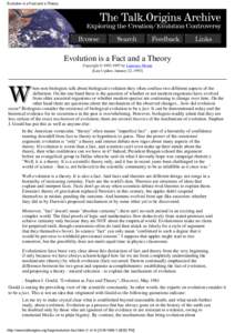 Evolution is a Fact and a Theory  Evolution is a Fact and a Theory Copyright © by Laurence Moran [Last Update: January 22, 1993]