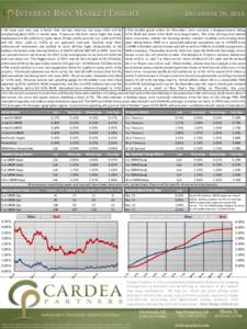 INTEREST RATE MARKET INSIGHT  DECEMBER 29, 2014 • We hope your new year is better than the last, however not many folks will be • The durable goods orders for November were certainly a disappointment, falling complai