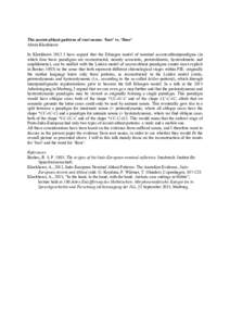 The accent-ablaut patterns of root nouns: ‘foot’ vs. ‘floor’ Alwin Kloekhorst In Kloekhorst 2013 I have argued that the Erlangen model of nominal accent-ablautparadigms (in which four basic paradigms are reconstr