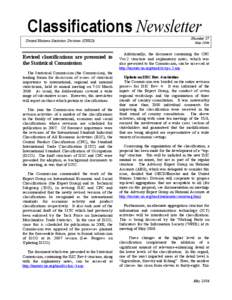 Classifications Newsletter United Nations Statistics Division (UNSD) Revised classifications are presented to the Statistical Commission The Statistical Commission (the Commission), the