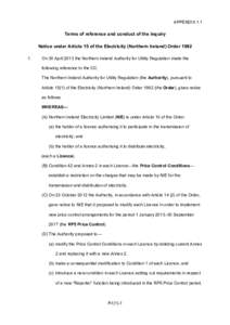 NIE Ltd price determination - final report - appendices & glossary