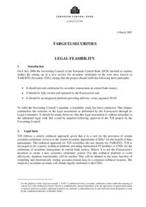 TARGET2-Securities legal feasibility, March 2007