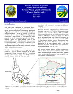 Idaho State Department of Agriculture Division of Agricultural Resources Ground Water Quality of Minidoka County Basalt Aquife r Jessica Fox