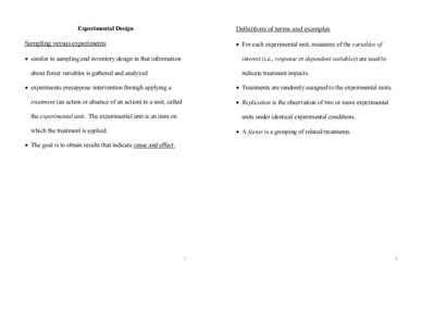 Statistical models / Restricted randomization / Completely randomized design / Interaction / Blocking / Random effects model / Confounding / Experiment / Statistical unit / Statistics / Design of experiments / Analysis of variance