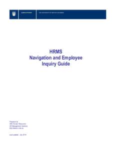 HRMS Navigation and Employee Inquiry Guide Prepared by: UBC Human Resources