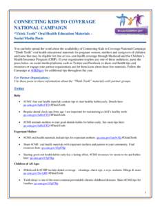 Think Teeth Oral Health Education Materials - Social Media Posts