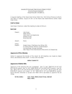 Minutes of the Hazel Crest School District #152.5 School Finance Authority Meeting: August 23, 2011