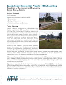 Coweta County Intersection Projects - NEPA Permitting Department of Development and Engineering Coweta County, Georgia Services Rendered  404 Permitting  National Environmental Policy Act (NEPA)