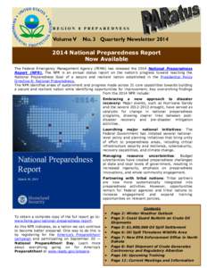 REGION 8 PREPAREDNESS  Volume V No. 3 Quarterly Newsletter 2014