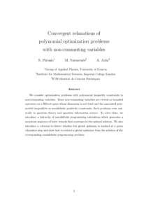 Convergent relaxations of polynomial optimization problems with non-commuting variables S. Pironio1 1 2