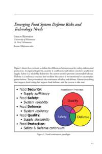 Emerging Food System Defense Risks and Technology Needs Shaun Kennedy University of Minnesota St. Paul, Minnesota