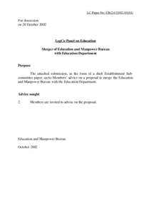 LC Paper No. CB[removed])  For discussion on 28 October[removed]LegCo Panel on Education