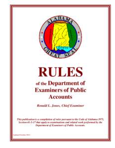 RULES of the Department of Examiners of Public Accounts Ronald L. Jones, Chief Examiner