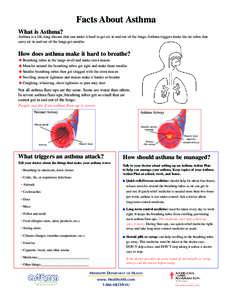 What is Asthma?  Facts About Asthma Asthma is a life-long disease that can make it hard to get air in and out of the lungs. Asthma triggers make the air tubes that carry air in and out of the lungs get smaller.