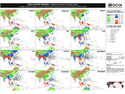 ASIA-PACIFIC REGION - Historical Monthly Climate Data Average monthly precipitation (mm) and all tropical storms recorded during the month between 1956 and 2006 Historical Monthly Data on Average Precipitation and Tropic