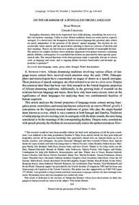 Language, Volume 90, Number 3, September 2014, ppON THE GRAMMAR OF A SENEGALESE DRUM LANGUAGE Yoad Winter  Utrecht University