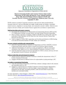 Extension Committee on Organization & Policy (ECOP)  Report to Extension Family and Consumer Sciences State Leaders Doug Steele, ECOP Chair and Director, Texas AgriLife Extension Jorge Atiles, Board of Human Sciences Lia