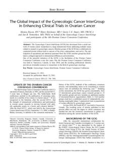 BRIEF REPORT The Global Impact of the Gynecologic Cancer InterGroup  in Enhancing Clinical Trials in Ovarian Cancer