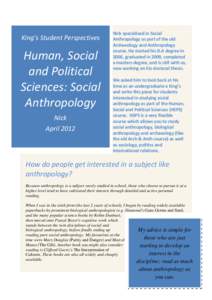 King’s Student Perspectives  Human, Social and Political Sciences: Social Anthropology