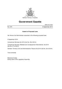 Northern Territory of Australia  Government Gazette ISSN-0157-833X  No. S79