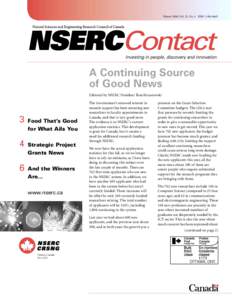 Winter 2000, Vol. 25, No. 4 ISSN 1188-066X  A Continuing Source of Good News Editorial by NSERC President Tom Brzustowski
