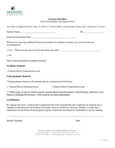    	
   Financial	
  Aid	
  Office	
   2015-­‐2016	
  Summer	
  Aid	
  Request	
  Form	
  