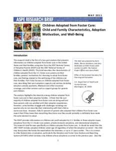 Foster care adoption brief 1: Family characteristics, motivations, and well-being