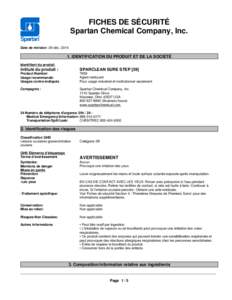 FICHES DE SÉCURITÉ Spartan Chemical Company, Inc. Date de révision 29-décIDENTIFICATION DU PRODUIT ET DE LA SOCIÉTÉ Identifiant du produit