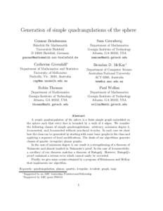 Generation of simple quadrangulations of the sphere Gunnar Brinkmann Sam Greenberg  Fakult¨at f¨