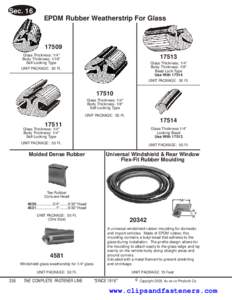 Sec. 16 EPDM Rubber Weatherstrip For Glass[removed]Glass Thickness: 1/4