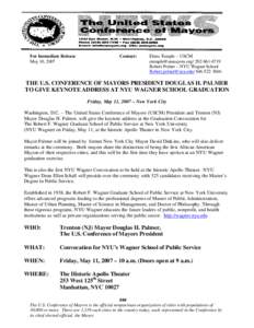 For Immediate Release May 10, 2007 Contact:  Elena Temple – USCM