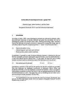 On the status of voiced stops in Tswana: Against *ND* Elizabeth Zsiga†, Maria Gouskova*, and One Tlale‡ Georgetown University†, NYU*, and The University of Botswana‡