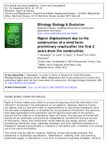 Raptor displacement due to the construction of a wind farm: preliminary results after the first 2 years since the construction