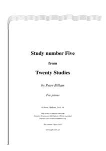 Study number Five from Twenty Studies by Peter Billam For piano