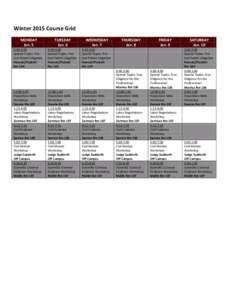 Winter 2015 Course Grid MONDAY Jan. 5 TUESDAY Jan. 6