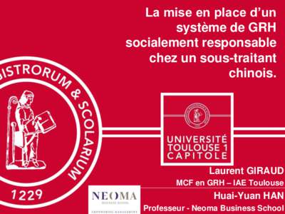 La mise en place d’un système de GRH socialement responsable chez un sous-traitant chinois.