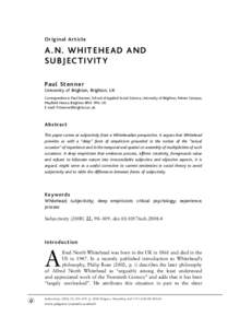 Self / Philosophy of science / Philosophical movements / Social philosophy / Process philosophy / Alfred North Whitehead / Empiricism / Subjectivity / Radical empiricism / Philosophy / Metaphysics / Ontology